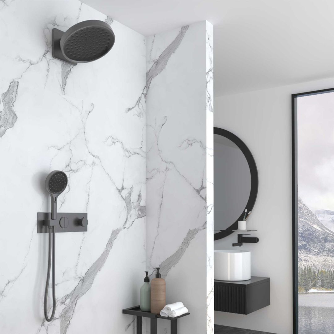 Приобрести vincea встраиваемая душевая система inspire с термостатом, оружейная сталь vsfw-422ti3gm