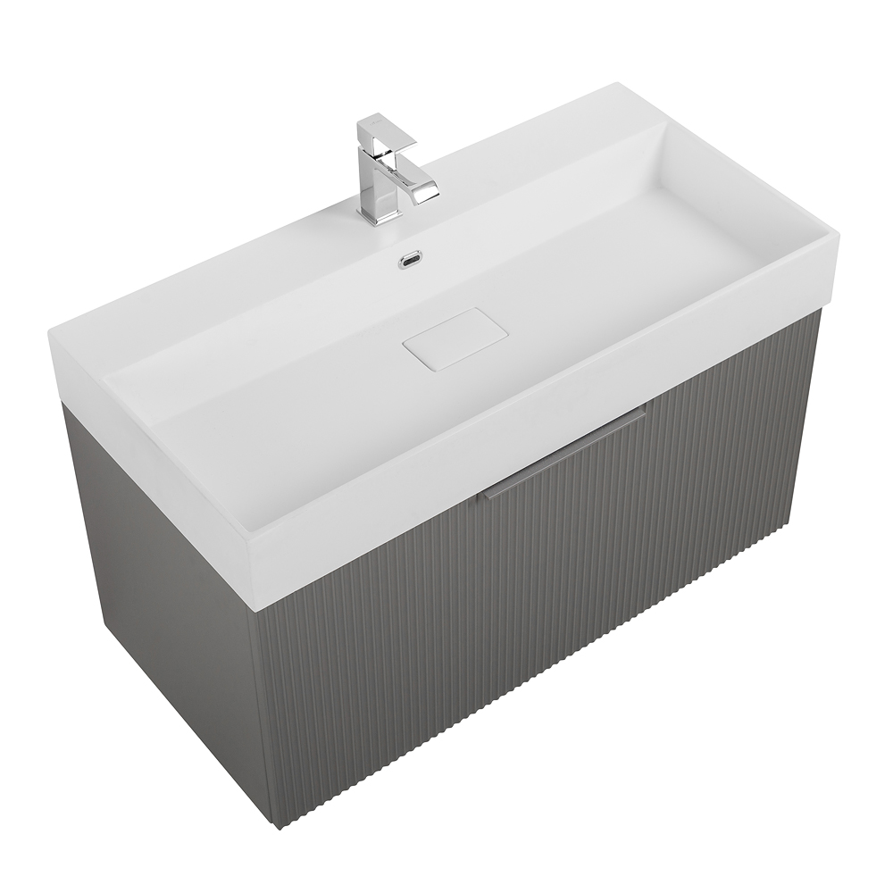 Приобрести cezares тумба подвесная с раковиной premium 90 см plisse grigio nuvola, серая 55444