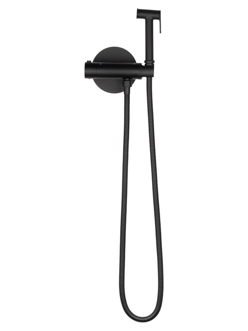 Приобрести смеситель с гигиеническим душем и термостатом встраиваемый wonzon & woghand, черный матовый (ww-88819902-mb)