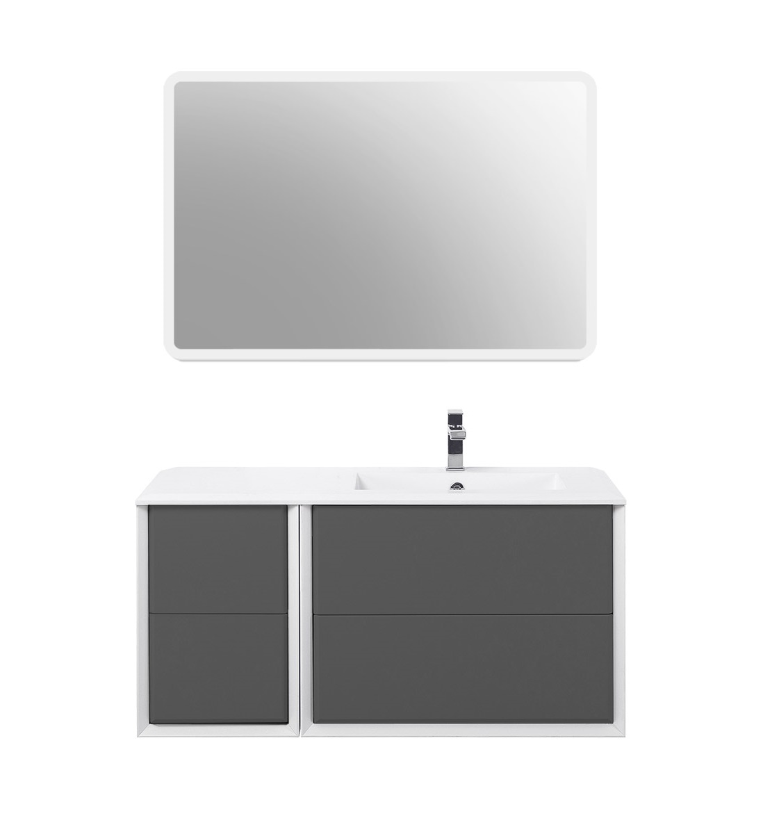 Приобрести cezares тумба подвесная с раковиной bellagio 106 см grigio nuvola, правосторонняя, серая 55301