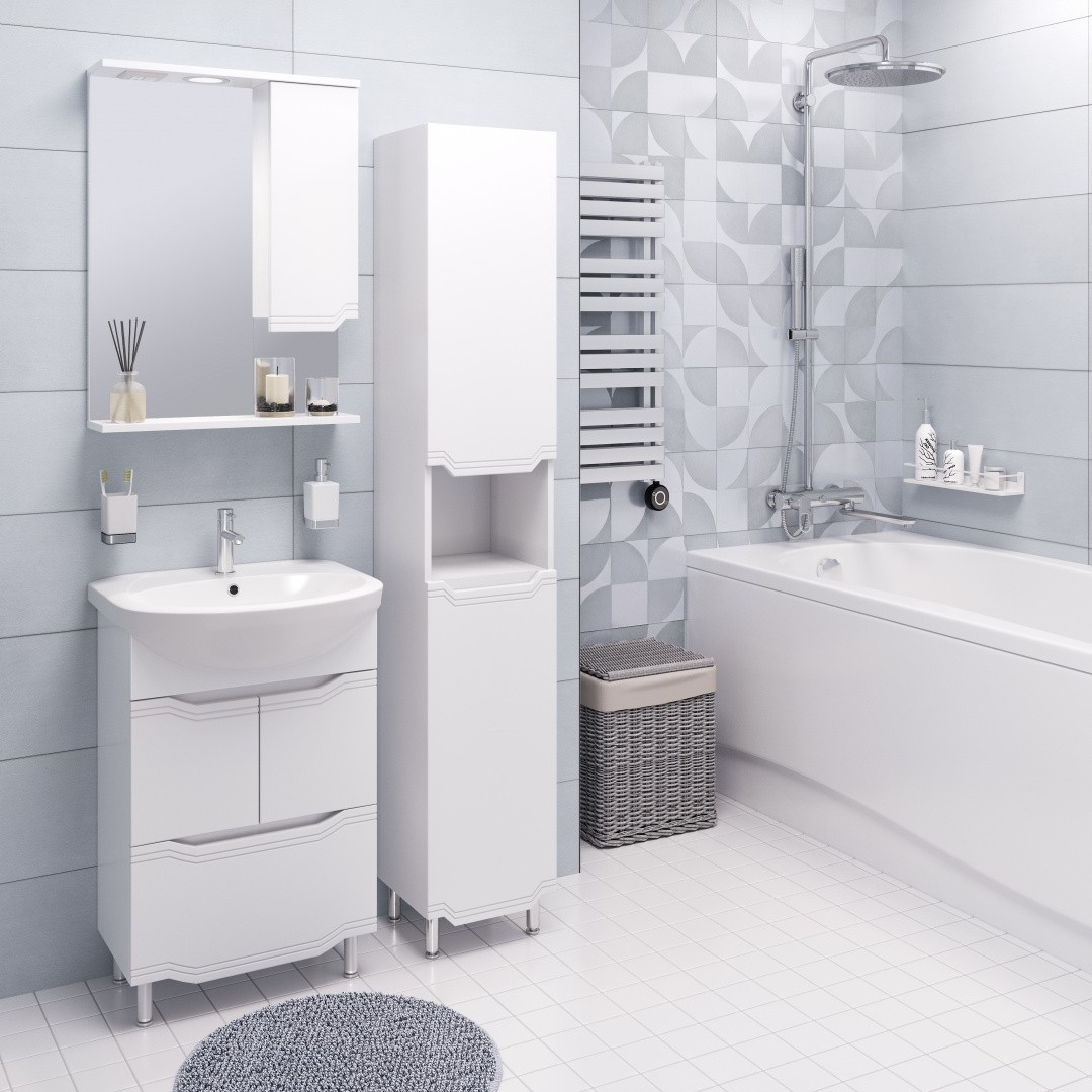 Приобрести aqua de marco зеркало-шкаф viktoria 55 см, правое, белый 1055cvic/r