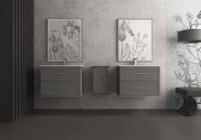 Cezares Тумба подвесная с раковиной TIFFANY 75 Grigio Nuvola, серая 55242