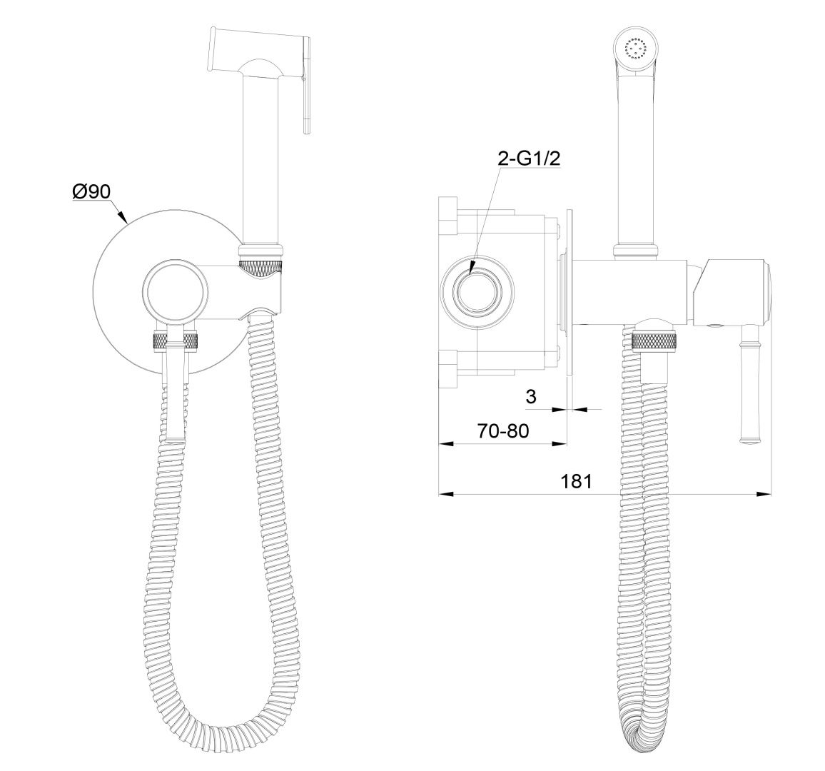 Приобрести смеситель с гигиеническим душем встраиваемый wonzon & woghand tor, розовое золото (ww-88829073-rg)