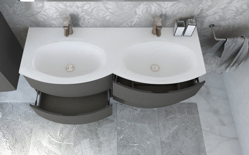 Приобрести cezares тумба подвесная с раковиной vague 138х57см, светло серый