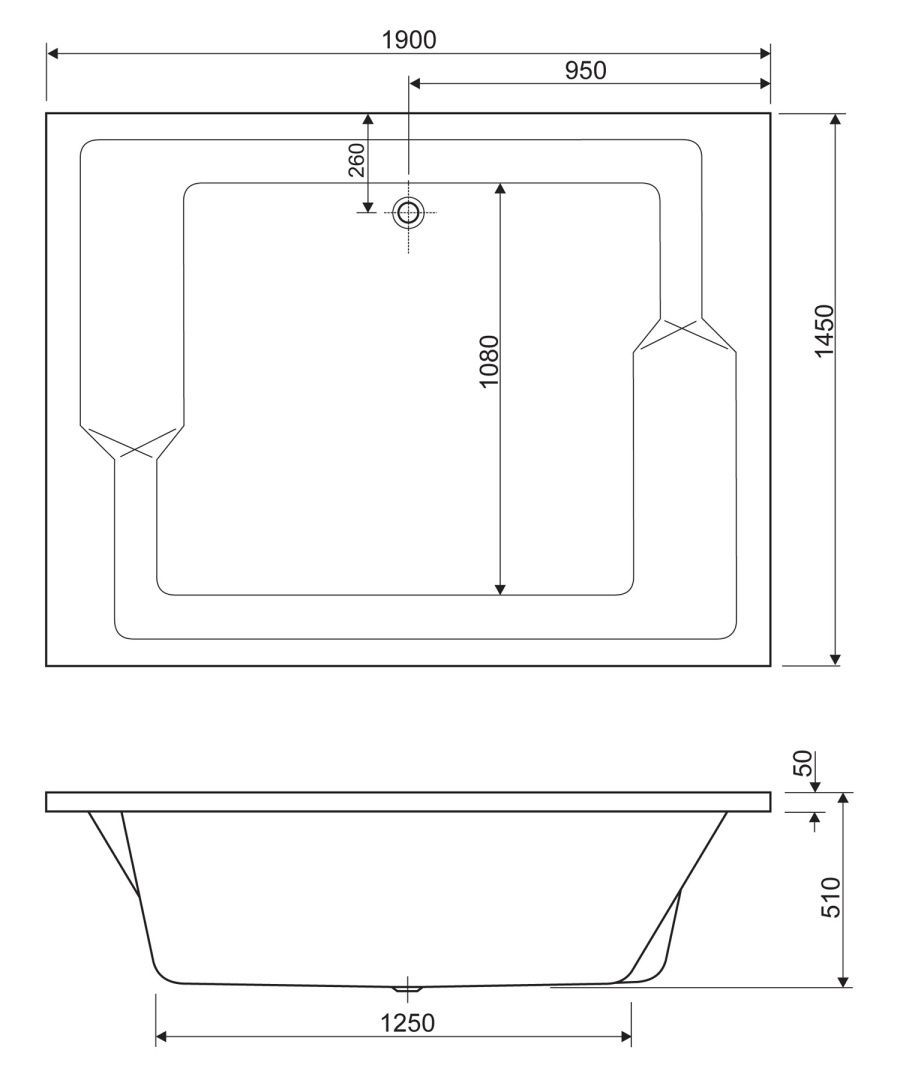 Приобрести cezares акриловая ванна plane_duo 190х145 см, белая plane_duo-190-145-51-w37