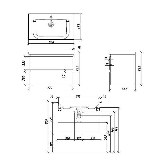 Приобрести caprigo тумба с раковиной forte 80 см, стилл