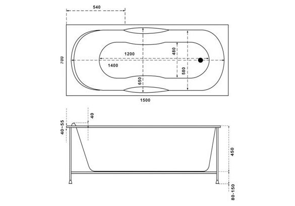 Приобрести акриловая ванна bas рио 150х70
