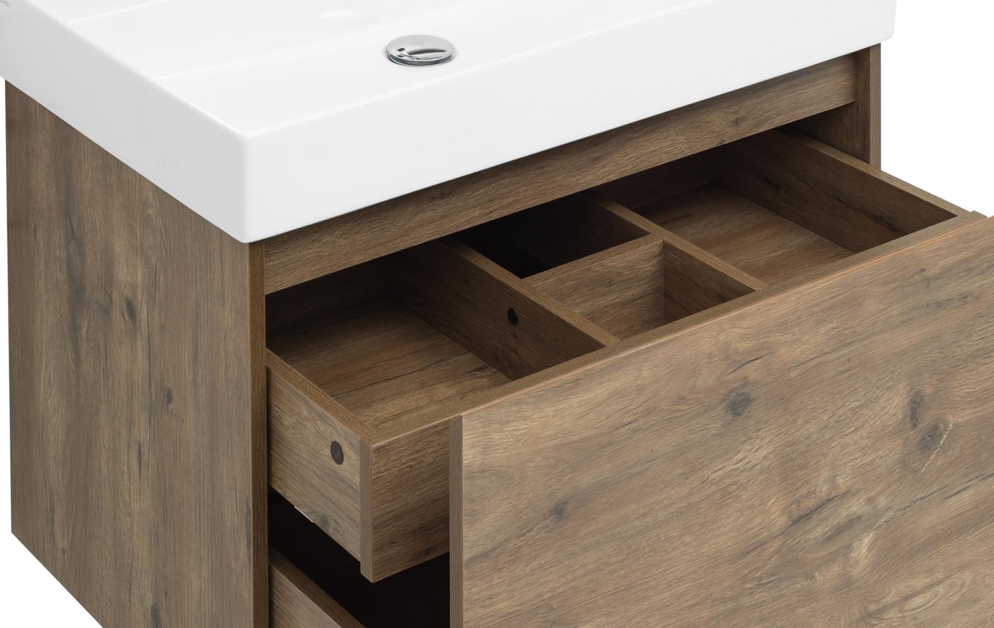 Приобрести aquanet тумба с раковиной nova lite 75 см,дуб рустикальный (1 ящик)