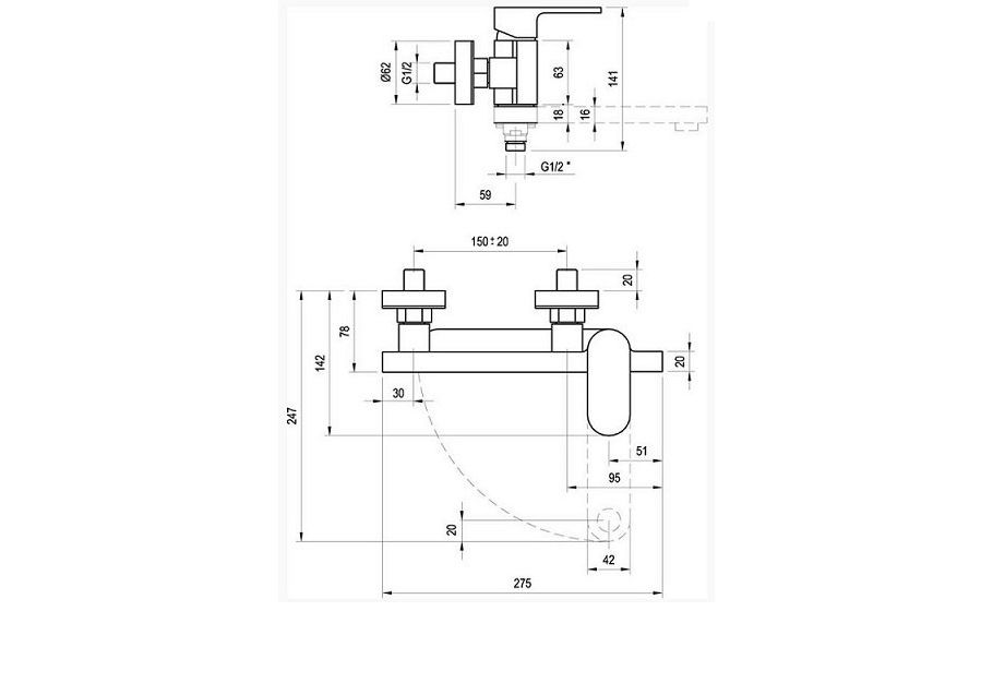 Приобрести смеситель для ванны ravak chrome cr 022.00/150 x070042