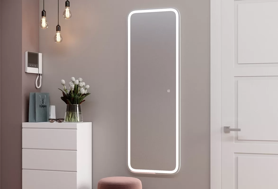 Приобрести continent зеркало с подсветкой loren 45х135 см, белое