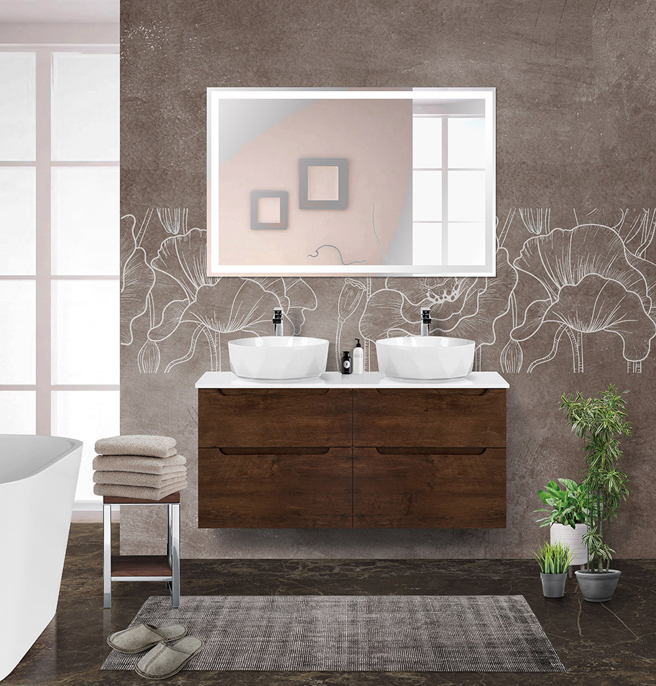 Приобрести belbagno тумба со столешницей etna-h60 120 см, подвесная rovere moro