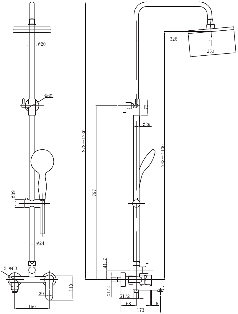 Приобрести aquanet душевая стойка passion s3 123 см, черная af300-72-s-b