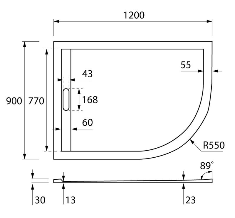 Приобрести cezares поддон из искусственного камня tray 120х90см tray-as-rh-120/90-550-30-w-l