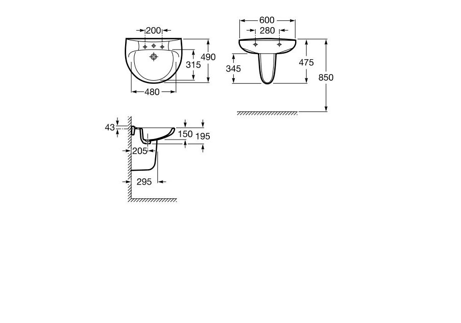 Приобрести раковина подвесная roca victoria 60 см 7.3273.9.200.0