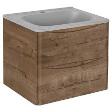 Vincea Тумба подвесная Paola 60 см, дуб винтаж с серой матовой раковиной VMC-2P600VO;VCB-2VP600G