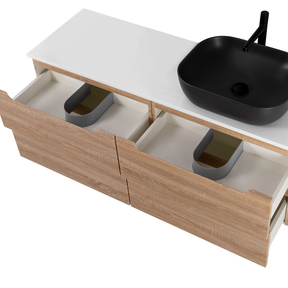 Приобрести belbagno тумба со столешницей etna 120 см, подвесная rovere bianco, раковина справа