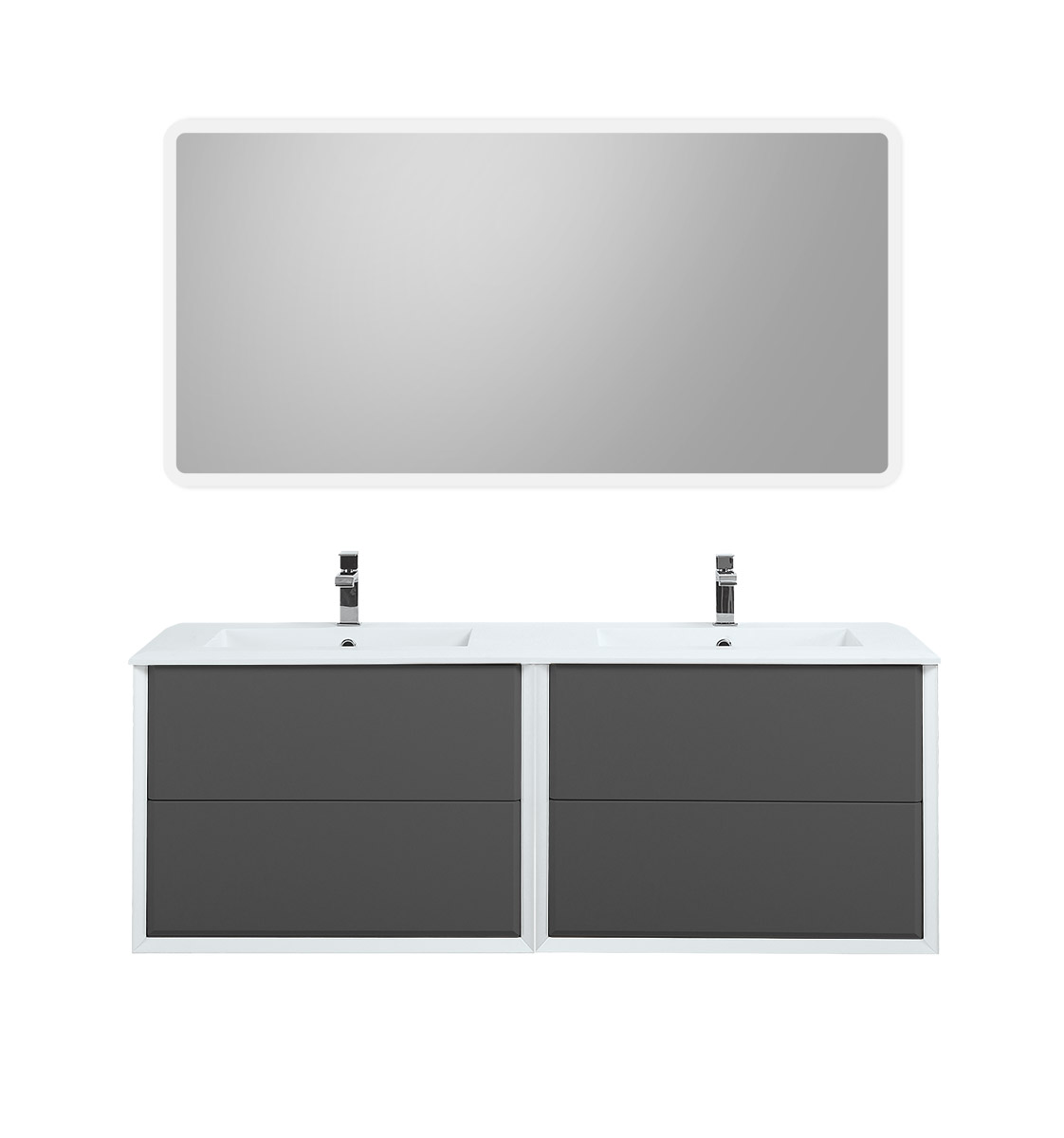 Приобрести cezares тумба подвесная с раковиной на две чаши bellagio 140 см grigio nuvola, серая 55301