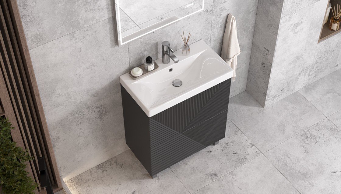 Приобрести тумба напольная с раковиной velvex edge 70 см, графит tnedg.70.2y-231