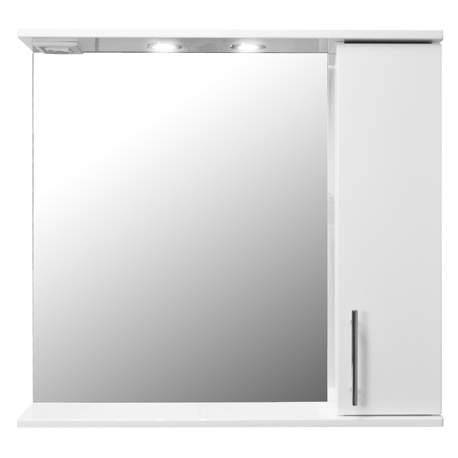 Приобрести loranto зеркало-шкаф karina 80 80х74 см, с подсветкой, правостороннее, белое (cs00086510)