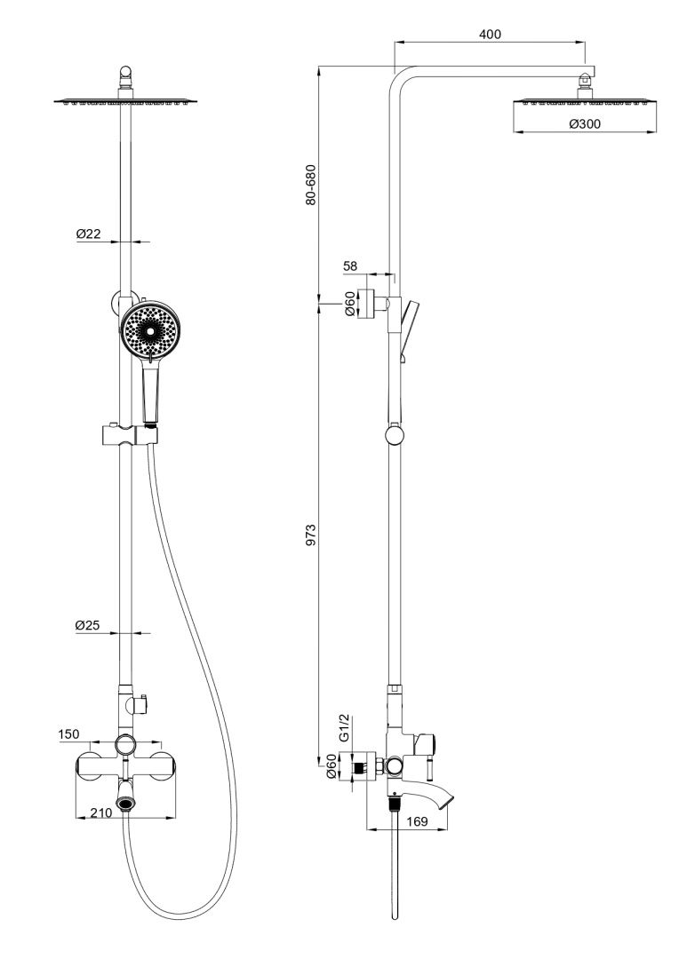 Приобрести душевая система wonzon & woghand tor, темный графит (ww-88047073-bgm)