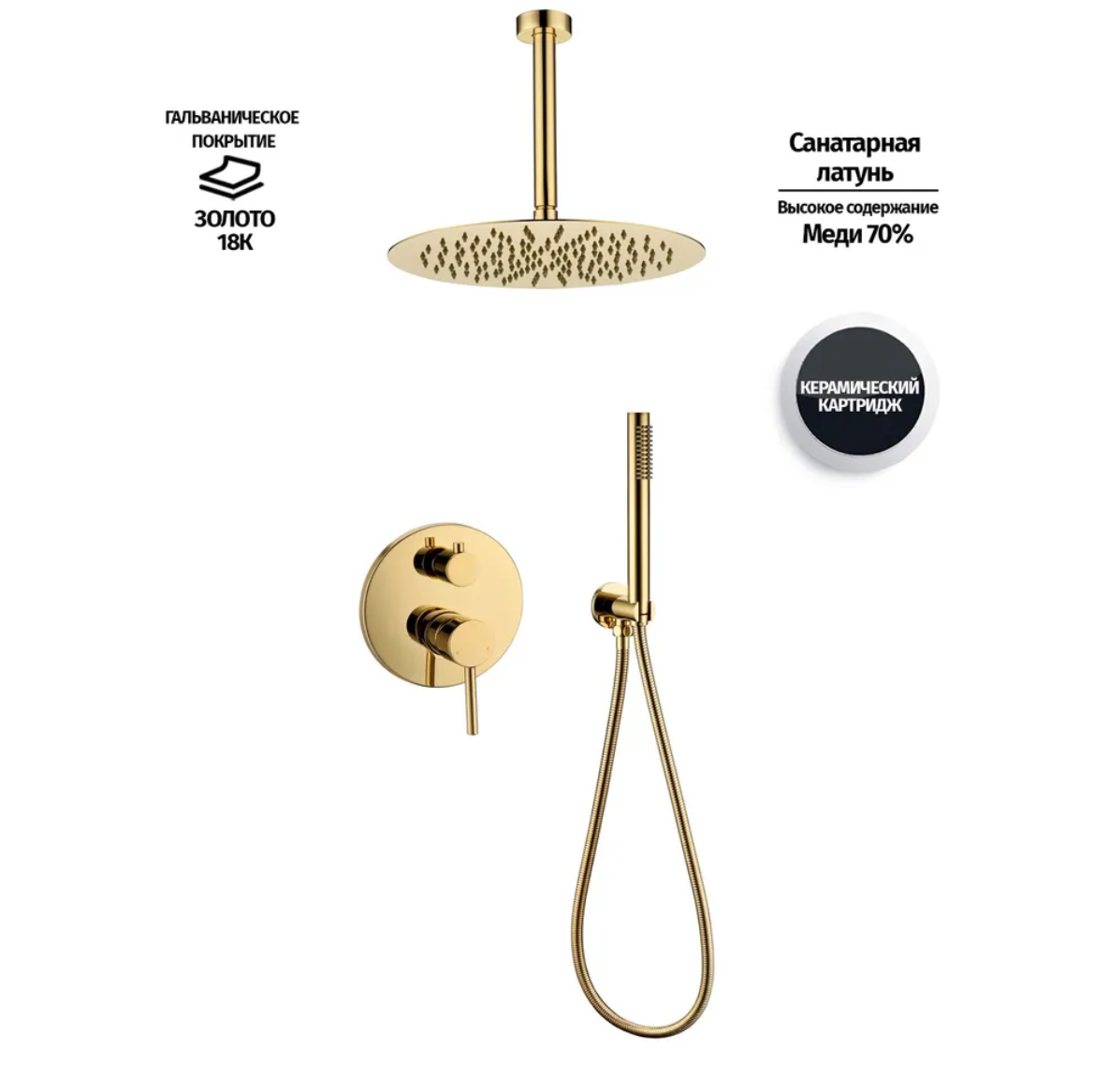 Приобрести grocenberg встраиваемая душевая система, золото gb5099go-4