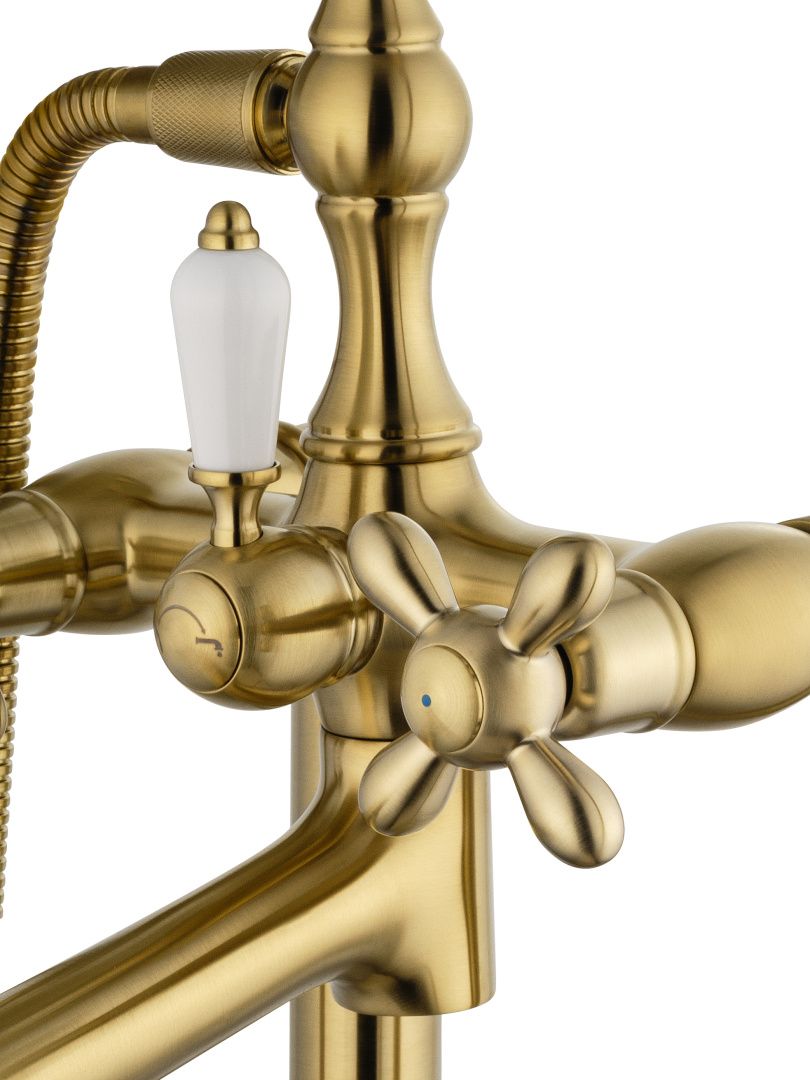 Приобрести смесители напольные для ванн и раковин wonzon & woghand retro, брашированное золото (ww-88649020-bg)