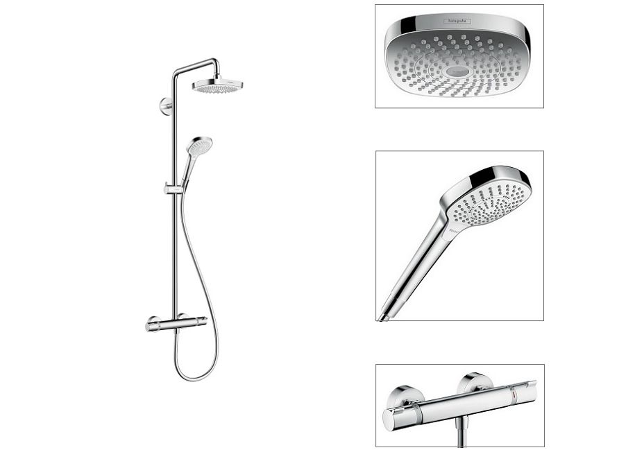 Приобрести душевая система hansgrohe croma select e 180 2jet showerpipe 27256400