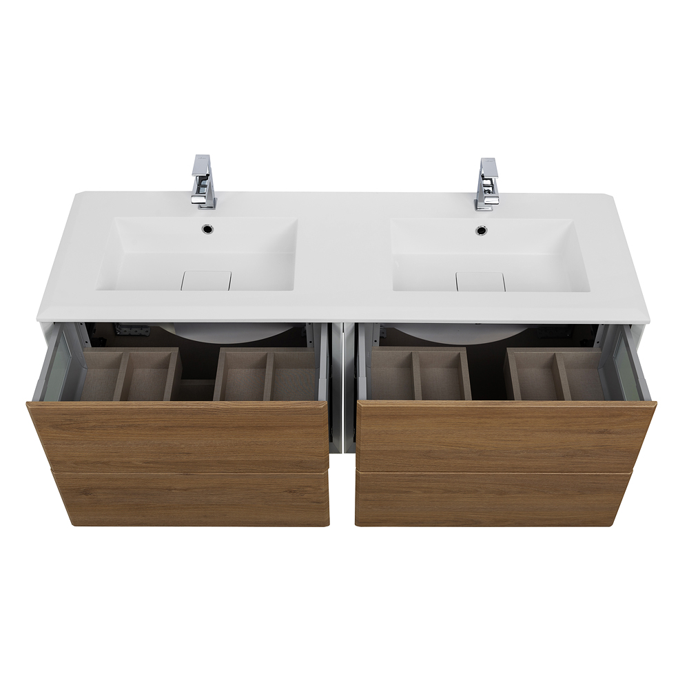 Приобрести cezares тумба подвесная с раковиной на две чаши bellagio 140 см rovere tabacco, дерево 54716