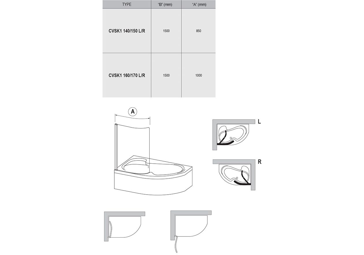 Приобрести ravak шторка для ванны rosa cvsk1 140/150 7qlm0u00y1 l сатин/прозрачное