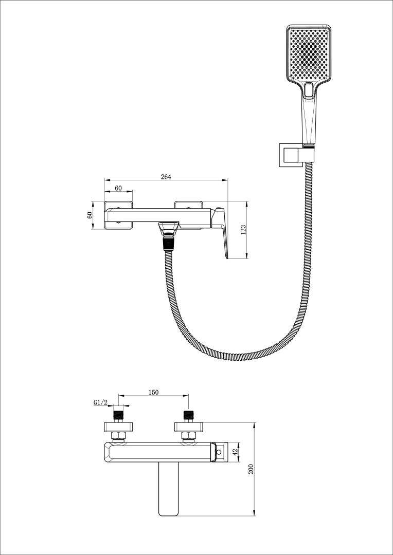 Приобрести смеситель для ванны с душем wonzon & woghand diamond, черный матовый (ww-88639011-mb)