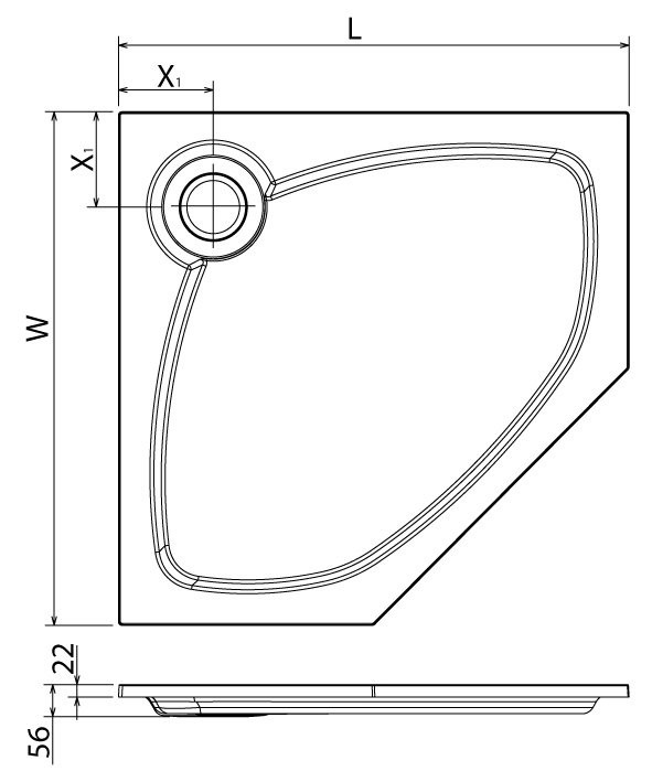 Приобрести cezares поддон из искусственного камня tray 90х90см, встраиваемый tray-s-p-90-56-w