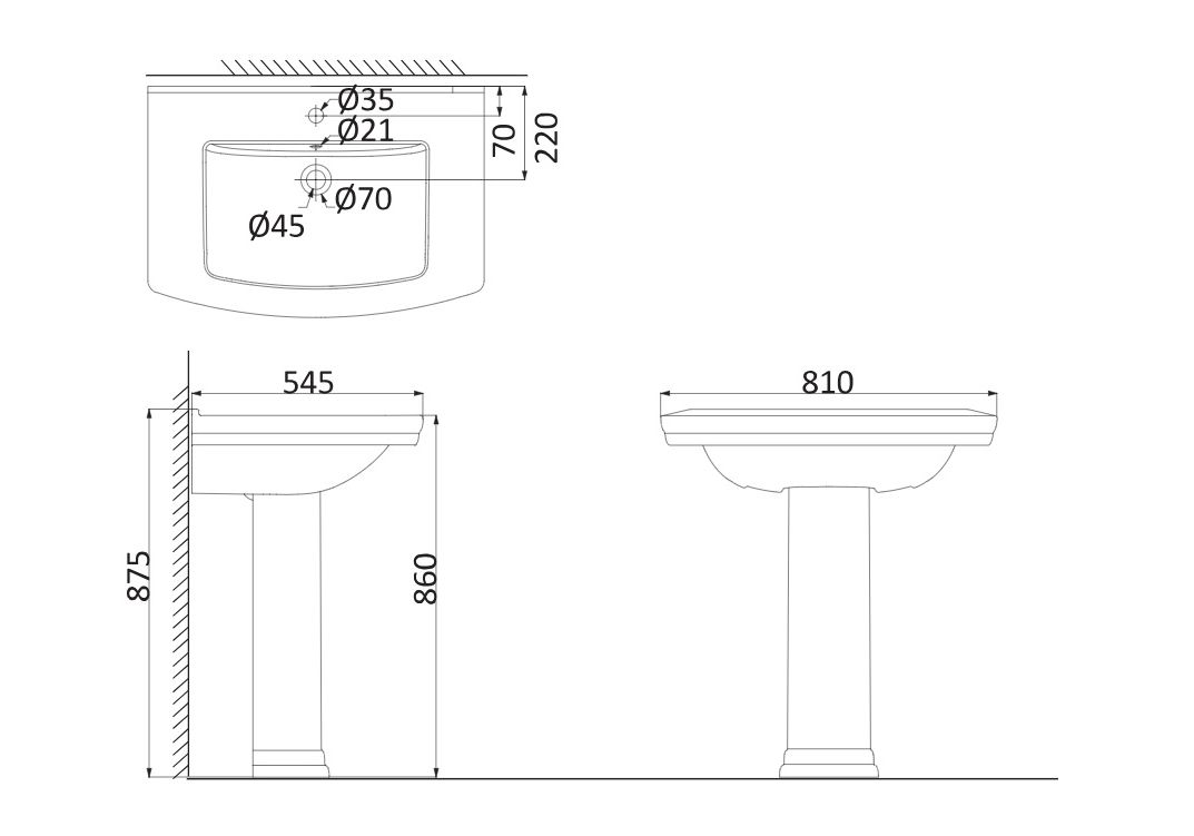 Приобрести раковина с пьедесталом creo ceramique orleans 80 см