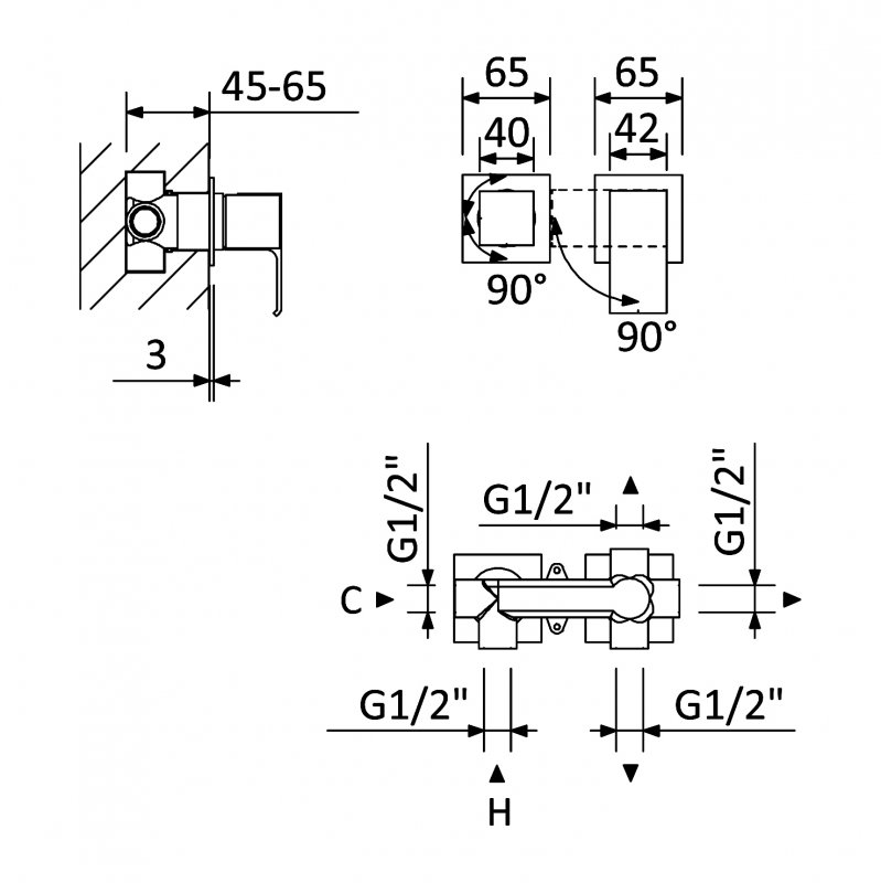 Приобрести cezares встраиваемый смеситель для душа porta-vdim3-m-sr