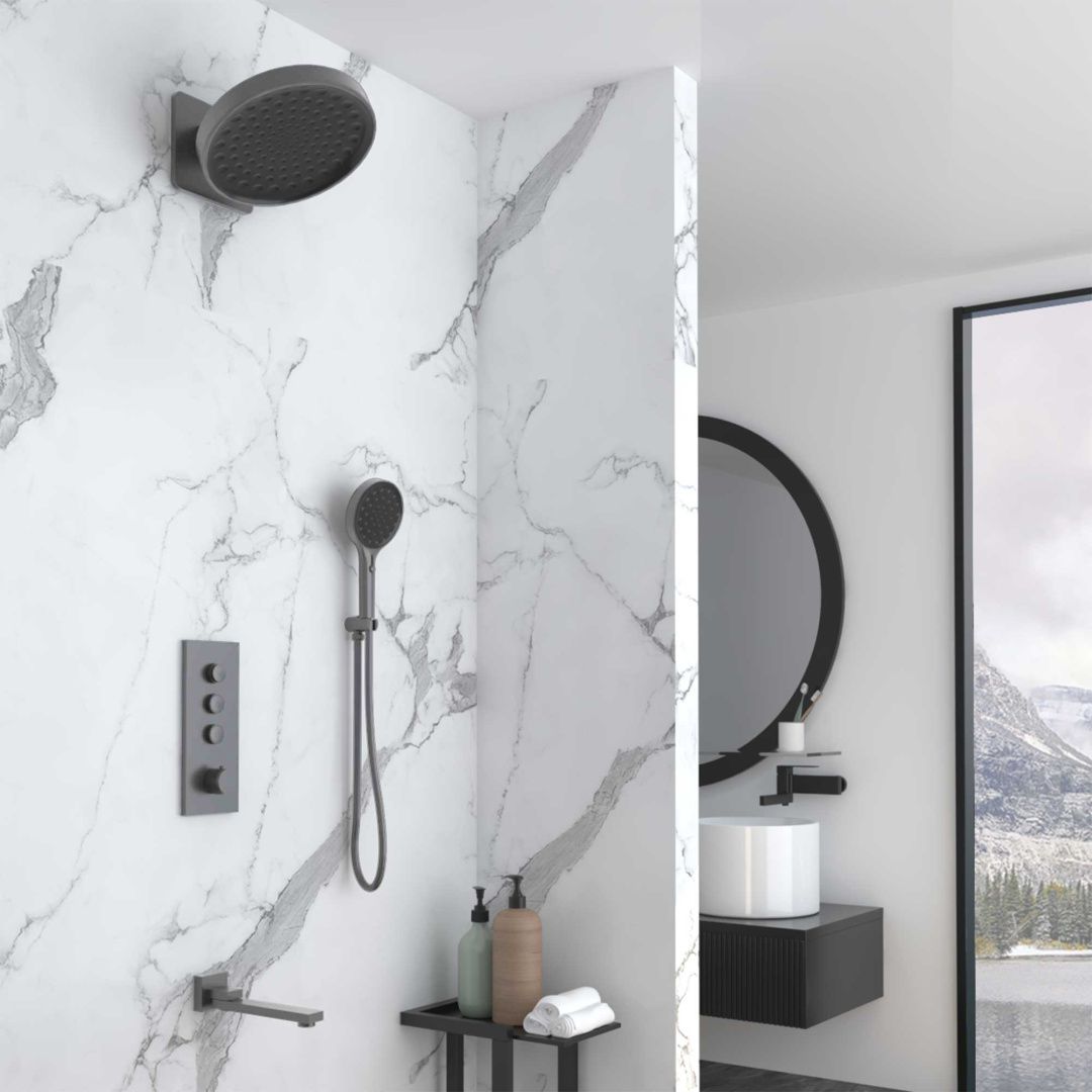 Приобрести vincea встраиваемая душевая система inspire с термостатом, оружейная сталь vsfw-433ti3gm