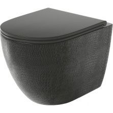 Grossman Унитаз подвесной Color с крышкой дюропласт, микролифт, черный глянец GR-4455BBLS