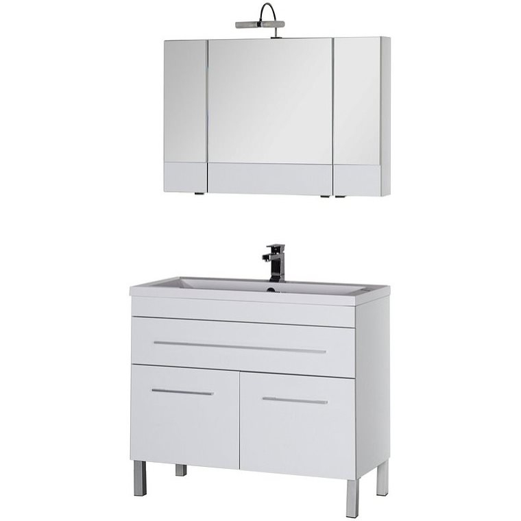 Приобрести aquanet тумба с раковиной верона 100 см, белая (напольная 1 ящик 2 дверцы)