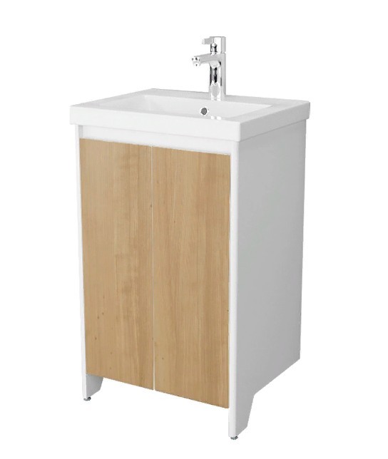 Приобрести тумба напольная с раковиной velvex klaufs 50 см tnkla.50.2d-617.216, белый/дерево