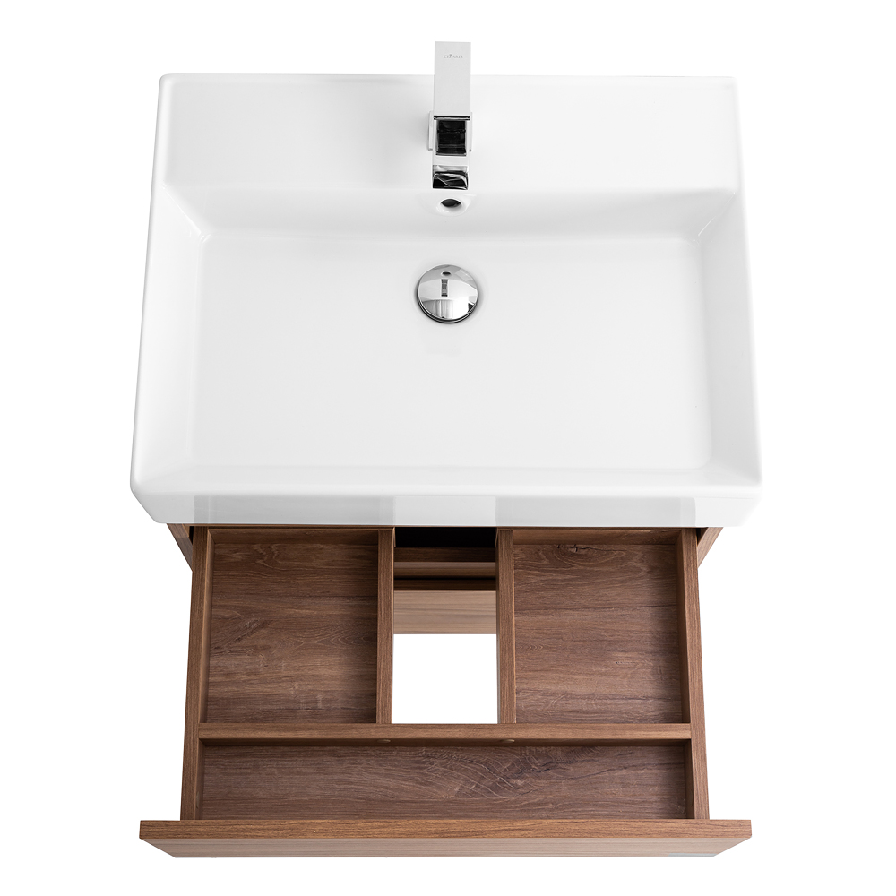 Приобрести cezares тумба подвесная с раковиной molveno 46 60 см noce chiaro, черный molveno 46-60-2c-so-nс