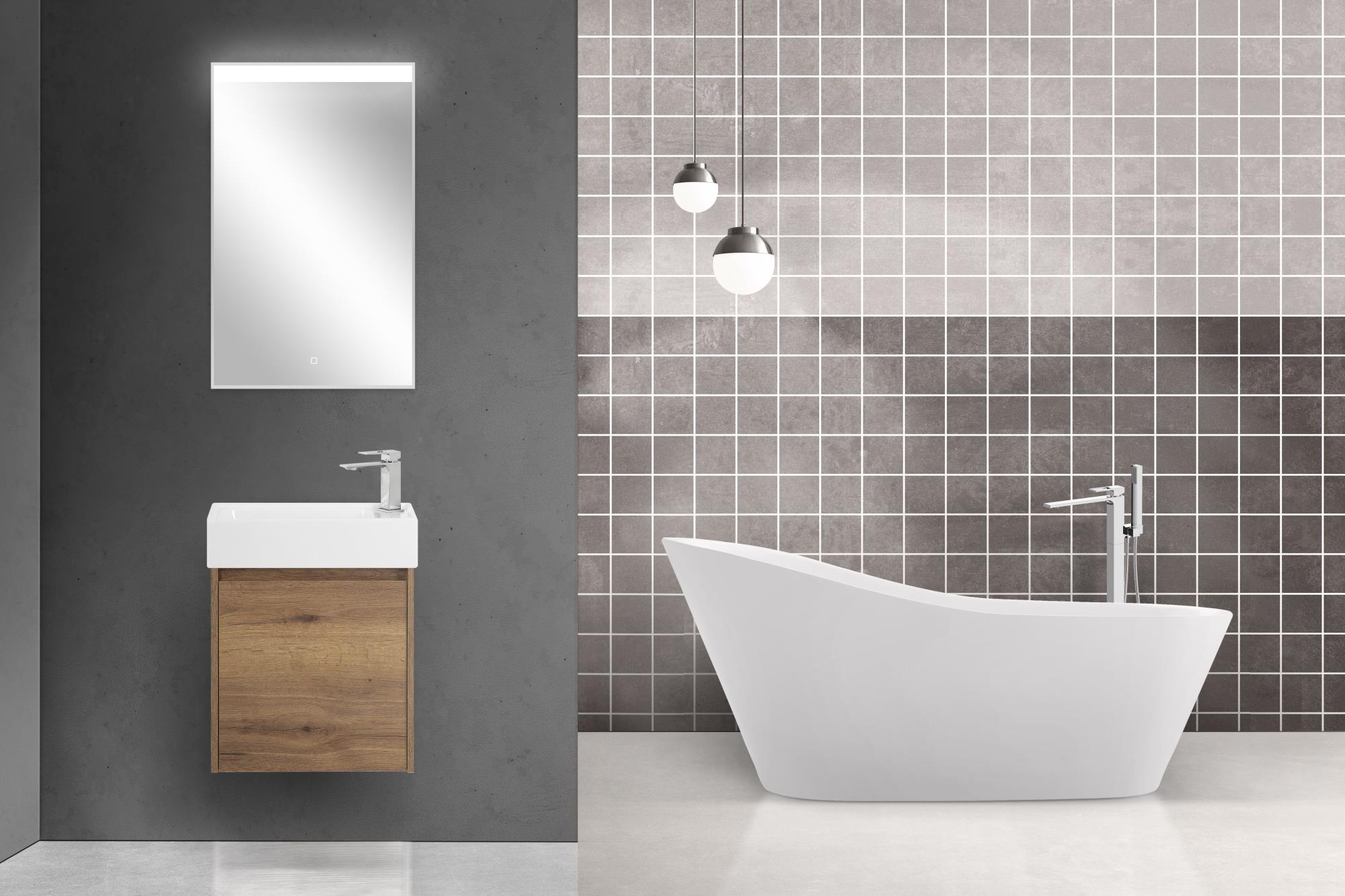 Приобрести belbagno тумба с раковиной kraft mini 50 см, подвесная rovere tabacco правосторонняя, белая раковина