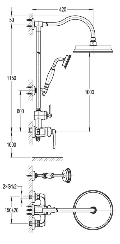 Приобрести cezares душевая стойка liberty-f-cd-01
