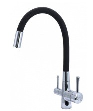 Смеситель для кухни ViEiR Kitchen 400 мм, с гибким изливом, черный\хром V15013C