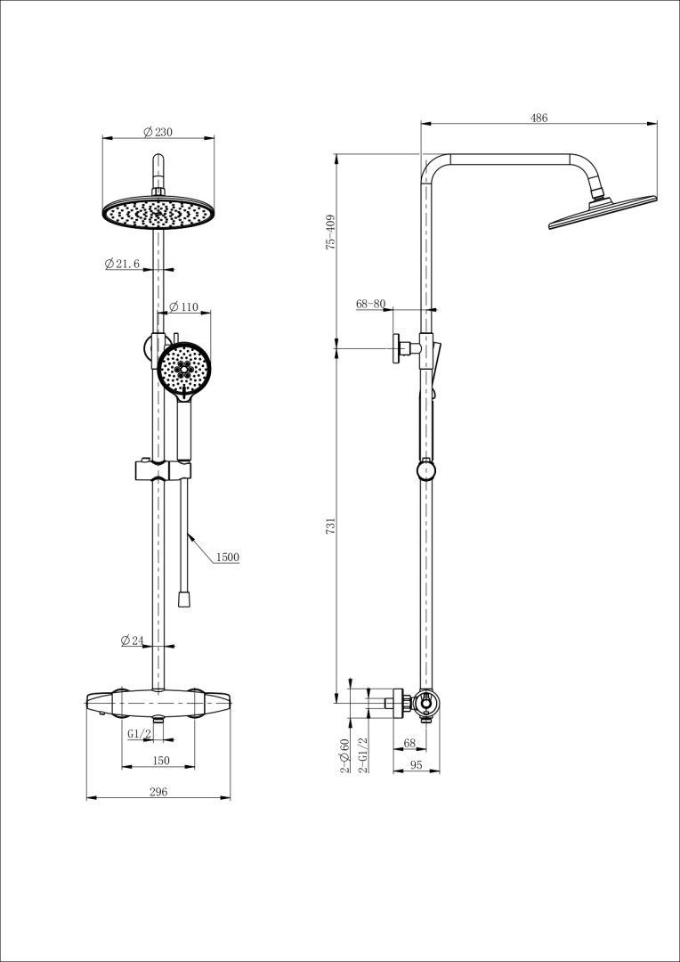 Приобрести душевая система с термостатом wonzon & woghand capsule, брашированное золото (ww-b3031-a-bg)