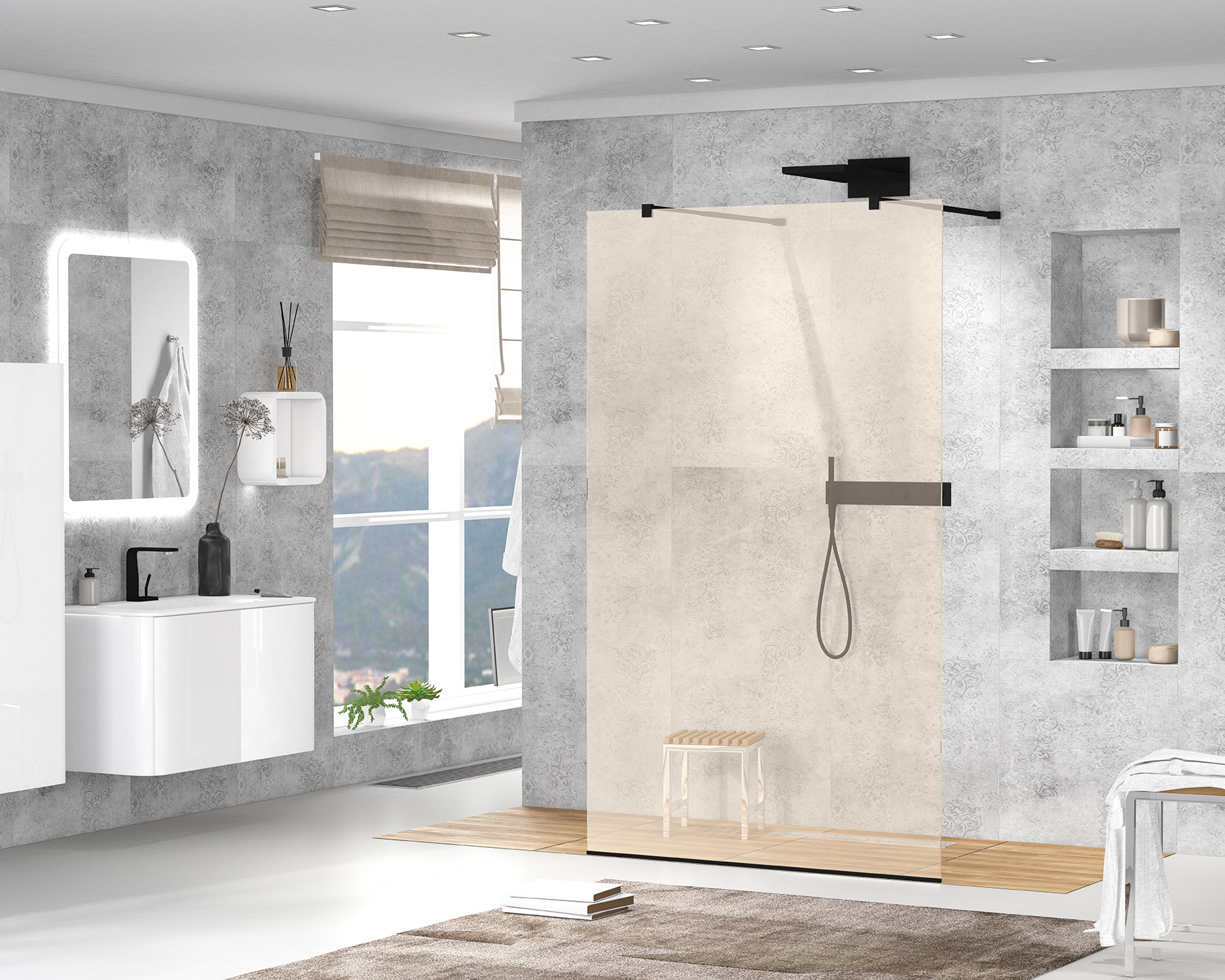 Приобрести cezares душевая перегородка liberta 90 см, бронза\черный liberta-l-2-90-br-nero