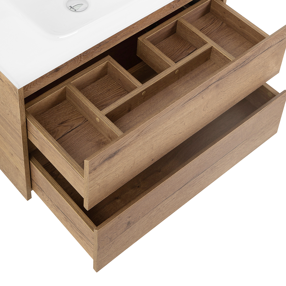 Приобрести belbagno тумба с раковиной kraft 100 см, подвесная rovere tabacco, стеклянная раковина