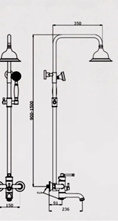 Приобрести душевая система vieir, giorno 150 мм, бронза v273562d