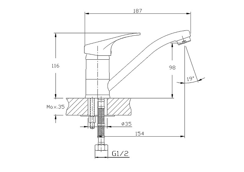 Приобрести haiba смеситель для кухни 187 мм, хром hb-4513
