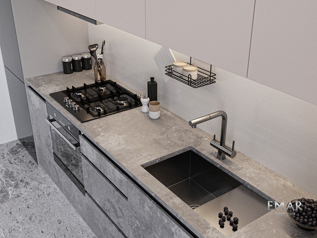 Приобрести emar кухонная мойка 70х40 см, графит emb-124 pvd nano dark