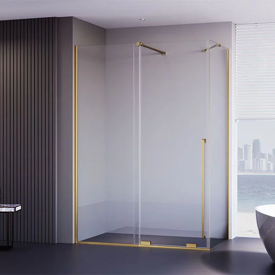 Приобрести veconi душевое ограждение premium trento 100х120 см, брашированное золото, прозрачное ptc50-sp-120100-g-01-c4