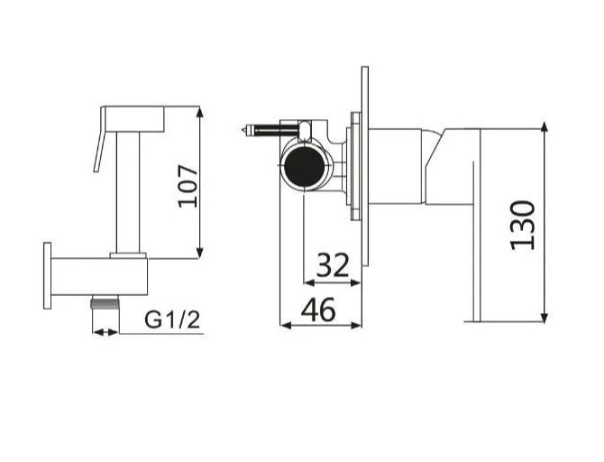 Приобрести смеситель с гигиеническим душем, встраиваемый vieir gunzi, хром v113552