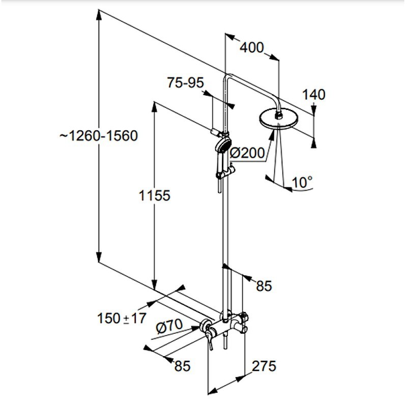 Приобрести kludi logo dual shower system душевая система со смесителем для ванны и душа, арт. 6808305-00